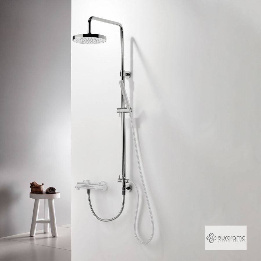 Ρυθμιζόμενη Κολώνα Ντους με κεφαλή Φ20 για σύνδεση μεΜπαταρία Λουτρού, Inox 51400R-110