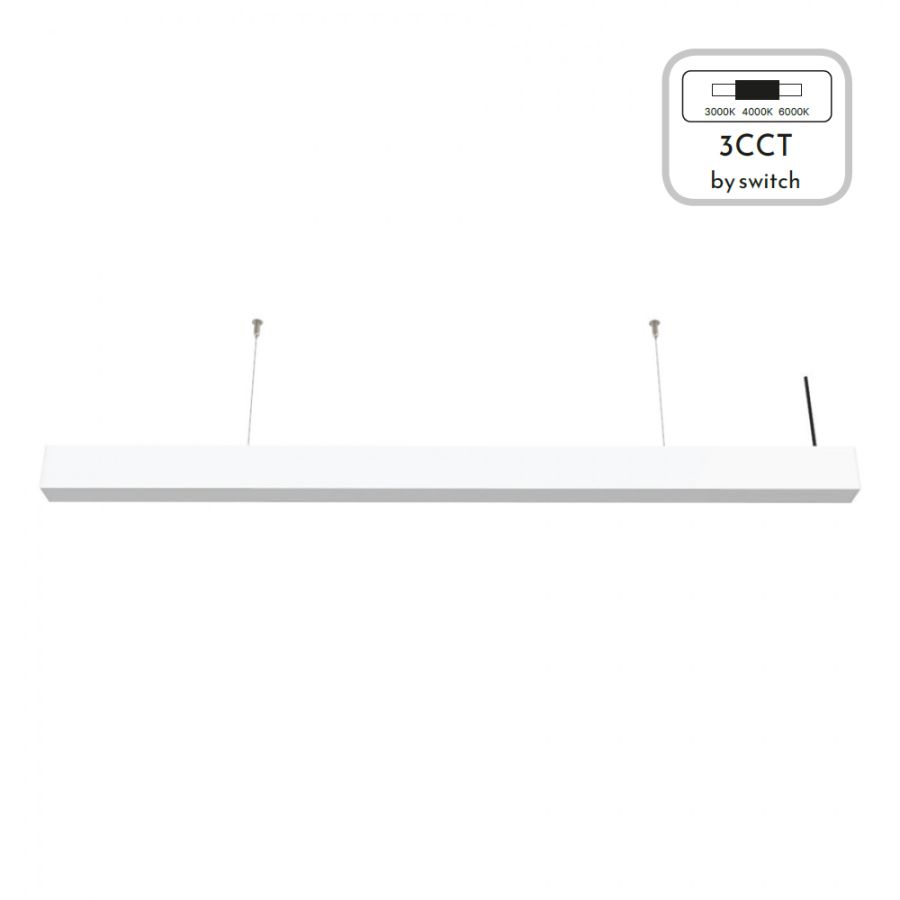InLight Κρεμαστό φωτιστικό LED 40W 3CCT By Switch από αλουμίνιο σε λευκή απόχρωση D:120cm 6072-120-WH