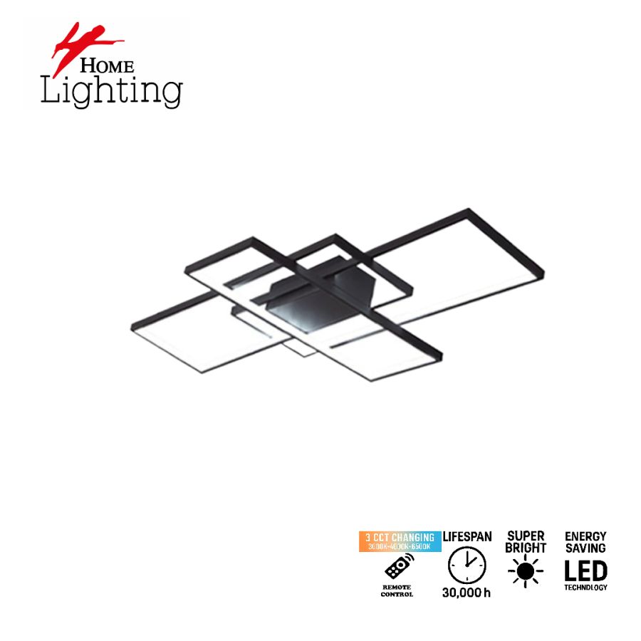 SE LED 4 TESSERA BLACK 86*48*10cm 3CCT WITH CONTROL+MEMORY IP20 54W 2 YEARS WARRANTY Z4 HOMELIGHTING 77-50988