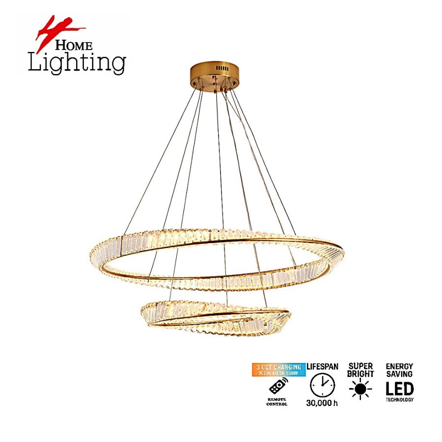 SE LED 60+80  OVELA ROSE GOLD Φ60+80cm 3CCT REMOTE CONTROL 2 YEARS WARRANTY HOMELIGHTING 77-51194