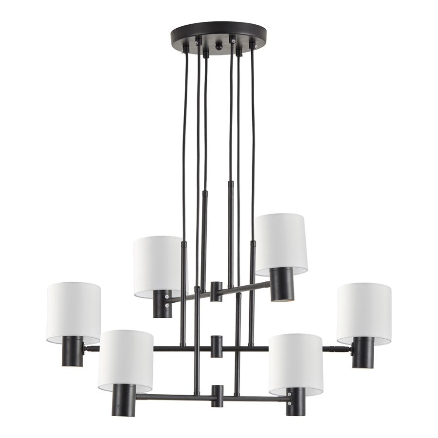 SE21-BL-100-SH1 ADEPT BLACK PENDANT WHITE SHADE+ HOMELIGHTING 77-8295