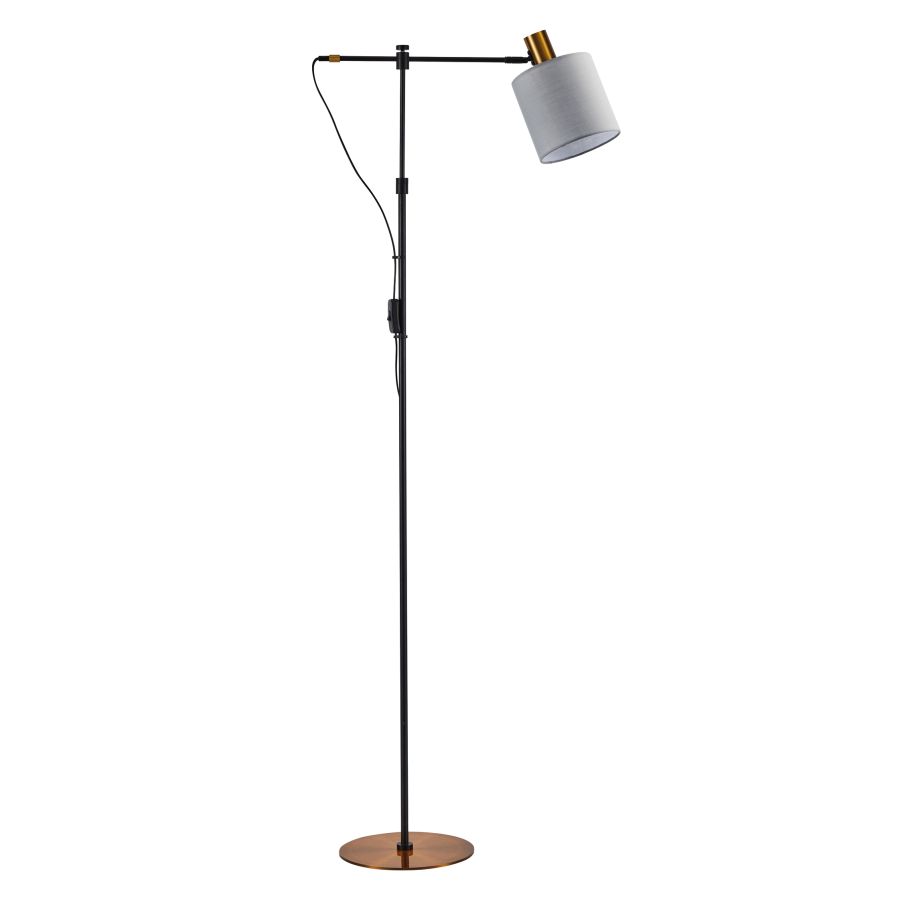 SE21-GM-39-SH1 ADEPT FLOOR LAMP Gold Matt and Black Metal Floor Lamp Grey Shade+ HOMELIGHTING 77-8346