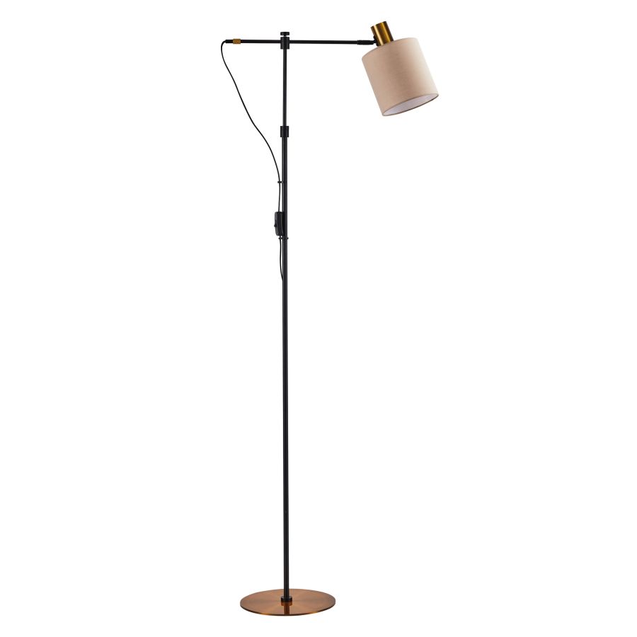 SE21-GM-39-SH3 ADEPT FLOOR LAMP Gold Matt and Black Metal Floor Lamp Brown Shade+ HOMELIGHTING 77-8347