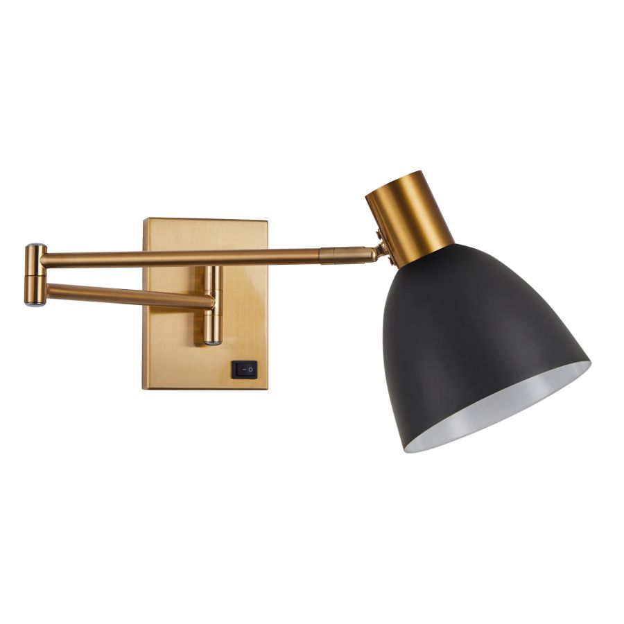 SE21-GM-52-MS2 ADEPT WALL LAMP Gold Matt Wall lamp with Switcher and Black Metal Shade+ HOMELIGHTING 77-8367