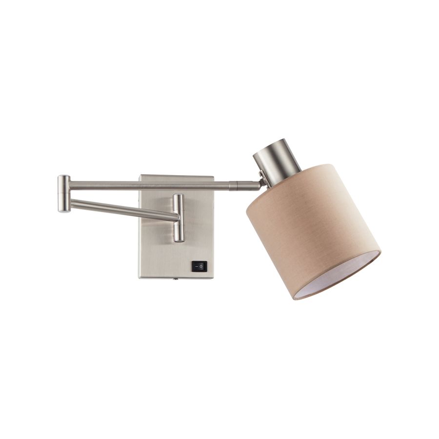 SE21-NM-52-SH3 ADEPT WALL LAMP Nickel Matt Wall lamp with Switcher and Brown Shade+ HOMELIGHTING 77-8374