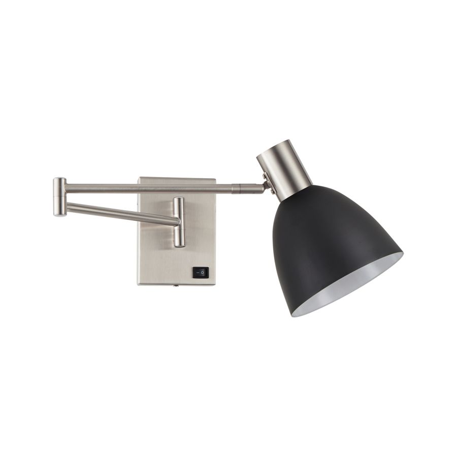SE21-NM-52-MS2 ADEPT WALL LAMP Nickel Matt Wall lamp with Switcher and Black Metal Shade+ HOMELIGHTING 77-8376