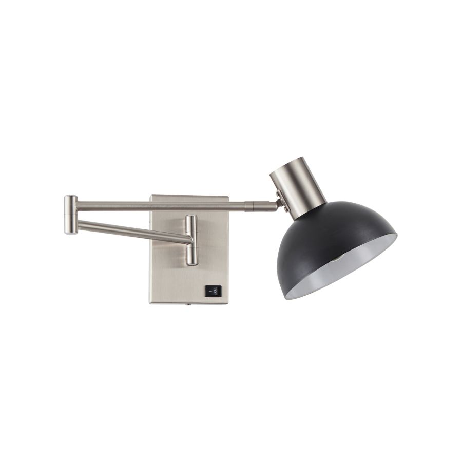 SE21-NM-52-MS3 ADEPT WALL LAMP Nickel Matt Wall lamp with Switcher and Black Metal Shade+ HOMELIGHTING 77-8377