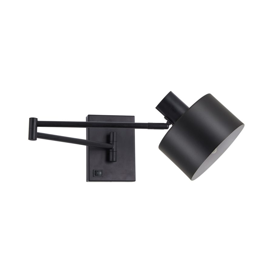 SE21-BL-52-MS1 ADEPT WALL LAMP Black Wall Lamp with Switcher and Black Metal Shade+ HOMELIGHTING 77-8383