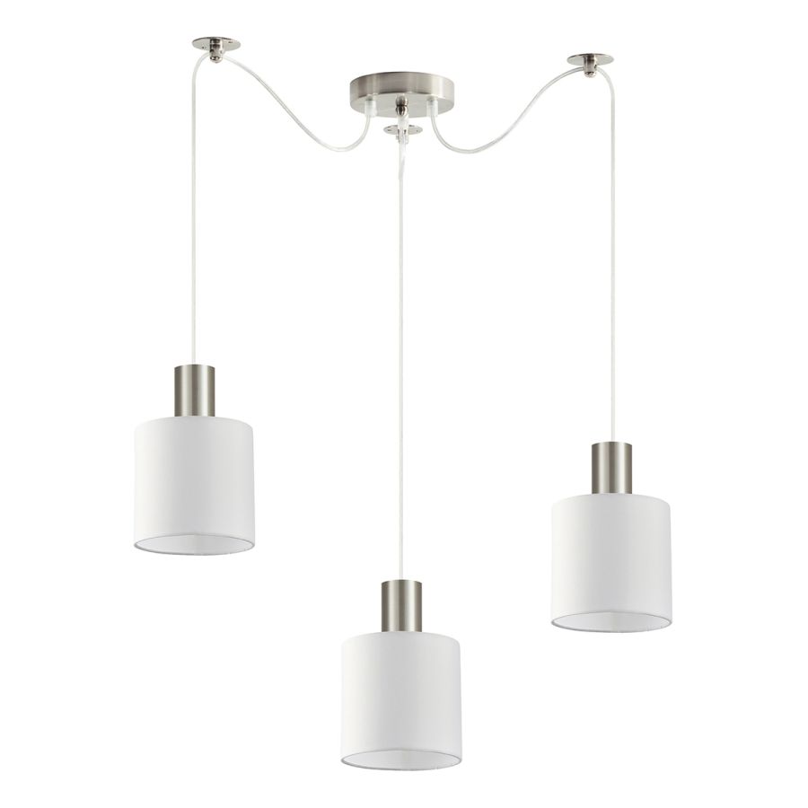 SE21-NM-4-NM3-SH1 ADEPT TUBE Nickel Matt Pendant White Fabric Shade+ HOMELIGHTING 77-8416