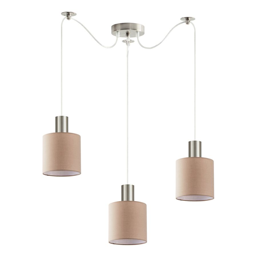 SE21-NM-4-NM3-SH3 ADEPT TUBE Nickel Matt Pendant Brown Fabric Shade+ HOMELIGHTING 77-8430
