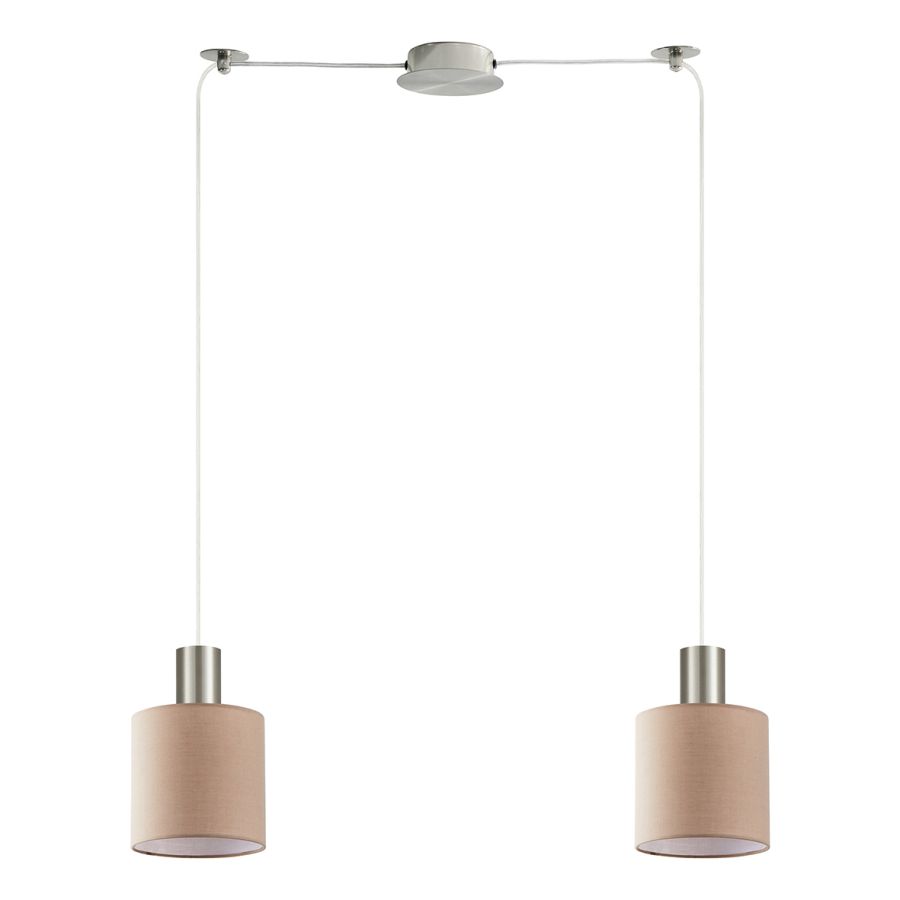 SE21-NM-4-NM2-SH3 ADEPT TUBE Nickel Matt Pendant Brown Fabric Shade+ HOMELIGHTING 77-8431