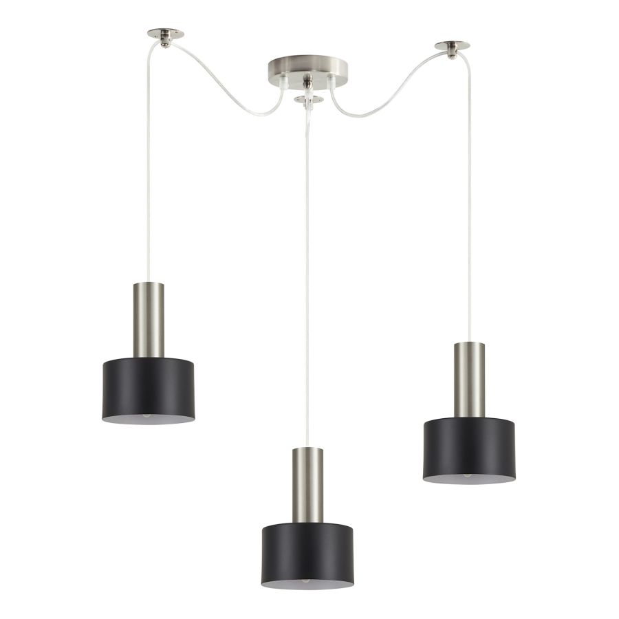 SE21-NM-4-NM3-MS1 ADEPT TUBE Nickel Matt Pendant Black Metal Shade+ HOMELIGHTING 77-8451