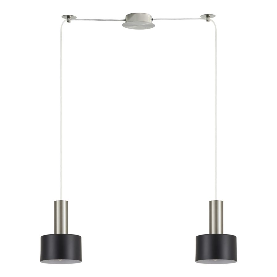 SE21-NM-4-NM2-MS1 ADEPT TUBE Nickel Matt Pendant Black Metal Shade+ HOMELIGHTING 77-8452