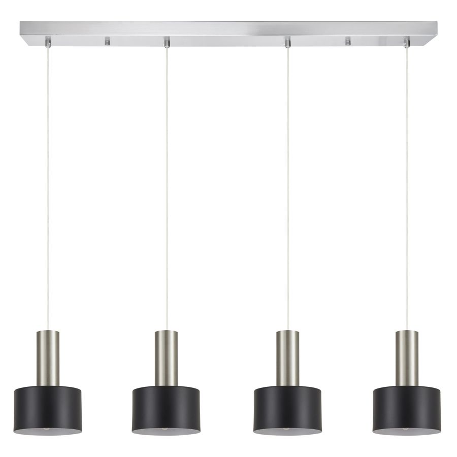 SE21-NM-4-4NM-MS1 ADEPT TUBE Nickel Matt Pendant Black Metal Shade+ HOMELIGHTING 77-8455