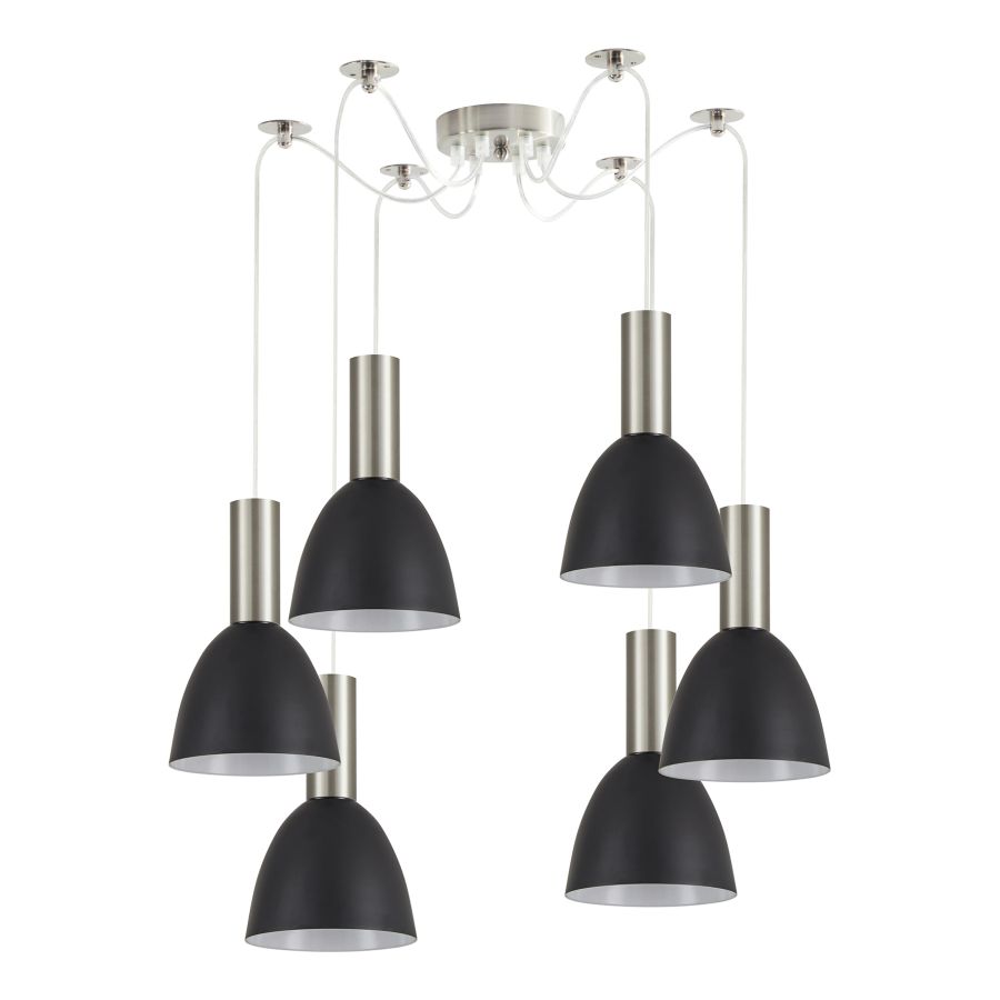 SE21-NM-4-NM6-MS2 ADEPT TUBE Nickel Matt Pendant Black Metal Shade+ HOMELIGHTING 77-8457