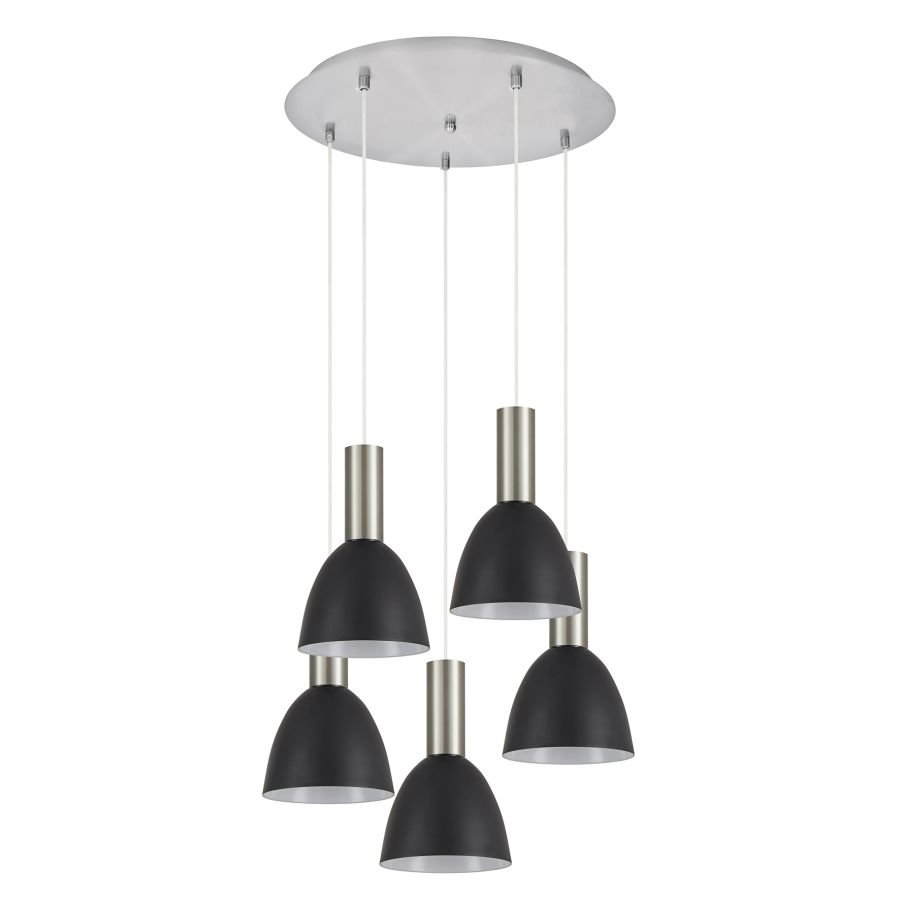 SE21-NM-4-5NM-MS2 ADEPT TUBE Nickel Matt Pendant Black Metal Shade+ HOMELIGHTING 77-8461