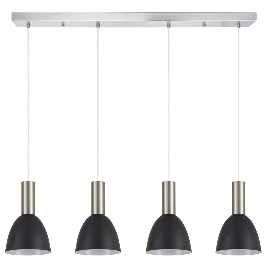 SE21-NM-4-4NM-MS2 ADEPT TUBE Nickel Matt Pendant Black Metal Shade+ HOMELIGHTING 77-8462