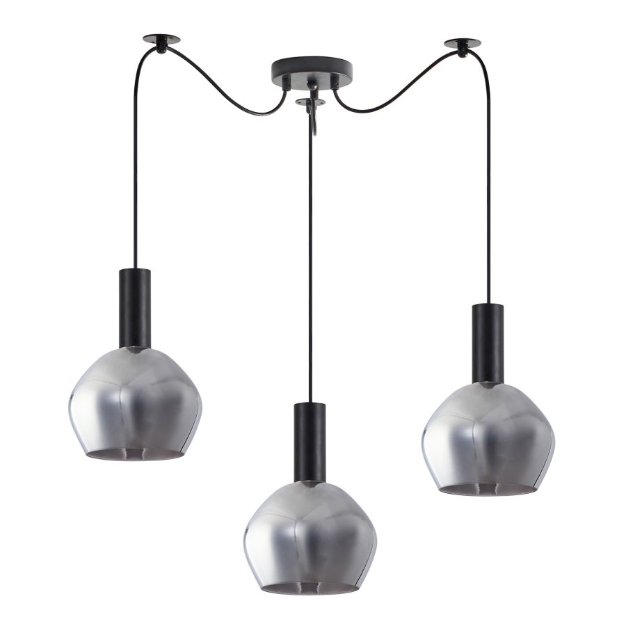 SE21-BL-4-BL3-GL2 ADEPT TUBE Black Pendant Smoked Glass+ HOMELIGHTING 77-8492