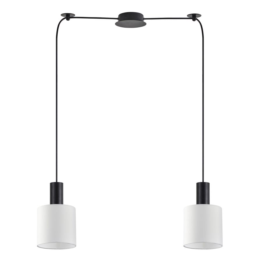 SE21-BL-4-BL2-SH1 ADEPT TUBE Black Pendant White Fabric Shade+ HOMELIGHTING 77-8508