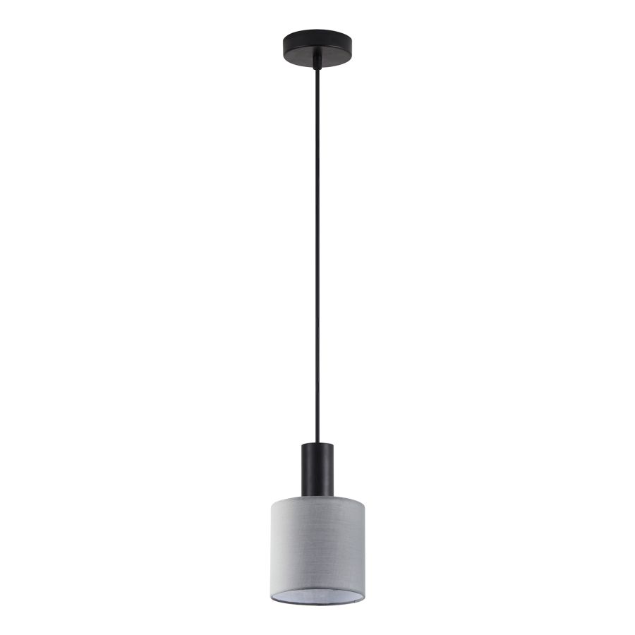 SE21-BL-4-SH2 ADEPT TUBE Black Pendant Grey Fabric Shade+ HOMELIGHTING 77-8512