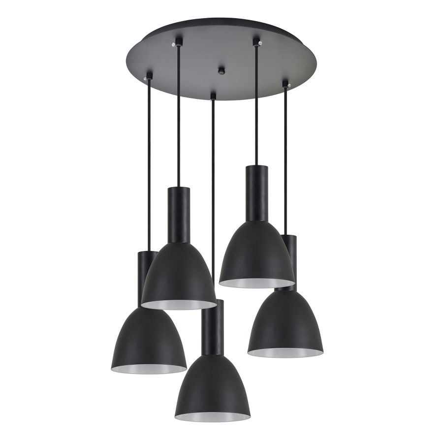 SE21-BL-4-5BL-MS2 ADEPT TUBE Black Pendant Black Metal Shade+ HOMELIGHTING 77-8552