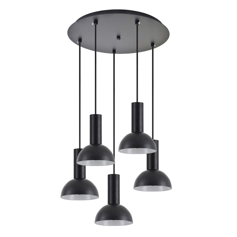 SE21-BL-4-5BL-MS3 ADEPT TUBE Black Pendant Black Metal Shade+ HOMELIGHTING 77-8559
