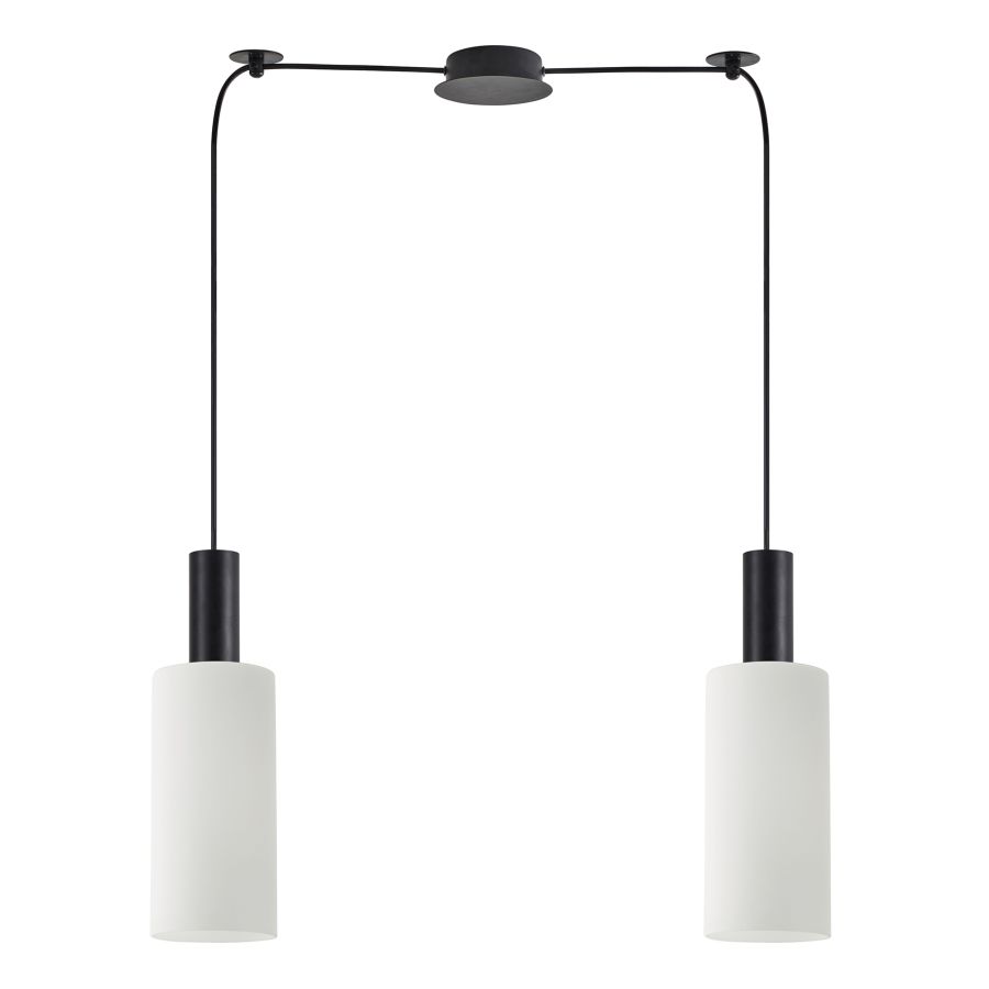 SE21-BL-4-BL2-GL3 ADEPT TUBE Black Pendant White Glass+ HOMELIGHTING 77-8564