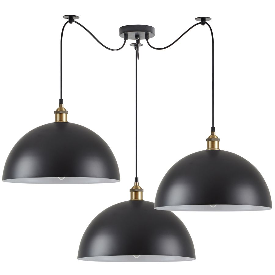 SE21-BR-10-BL3-MS40 MAGNUM Bronze Metal Pendant Black Shade with Black Fabric Cable+ HOMELIGHTING 77-8697