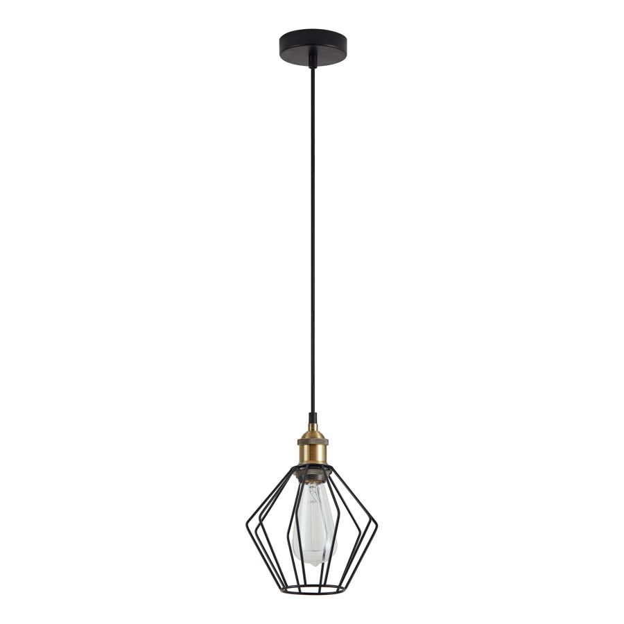 SE21-BR-10-GR1 MAGNUM Bronze Metal Pendant Black Metal Grid with Black Fabric Cable+ HOMELIGHTING 77-8703