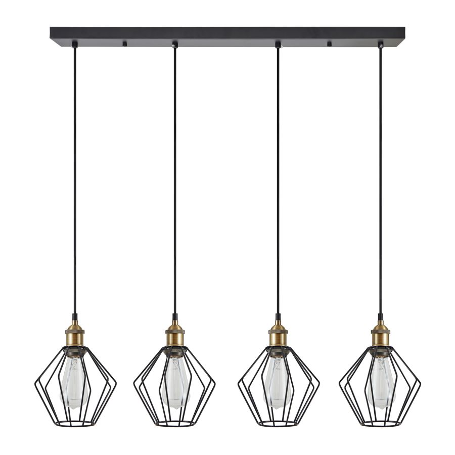 SE21-BR-10-4BL-GR1 MAGNUM Bronze Metal Pendant Black Metal Grid with Black Fabric Cable+ HOMELIGHTING 77-8709