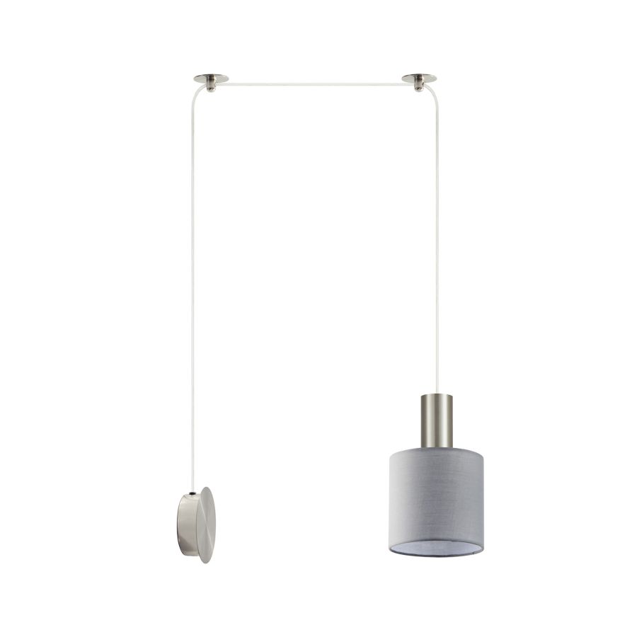 SE21-NM-4-NM1W-SH2 ADEPT TUBE Nickel Matt Wall Lamp Gray Fabric Shade+ HOMELIGHTING 77-8797