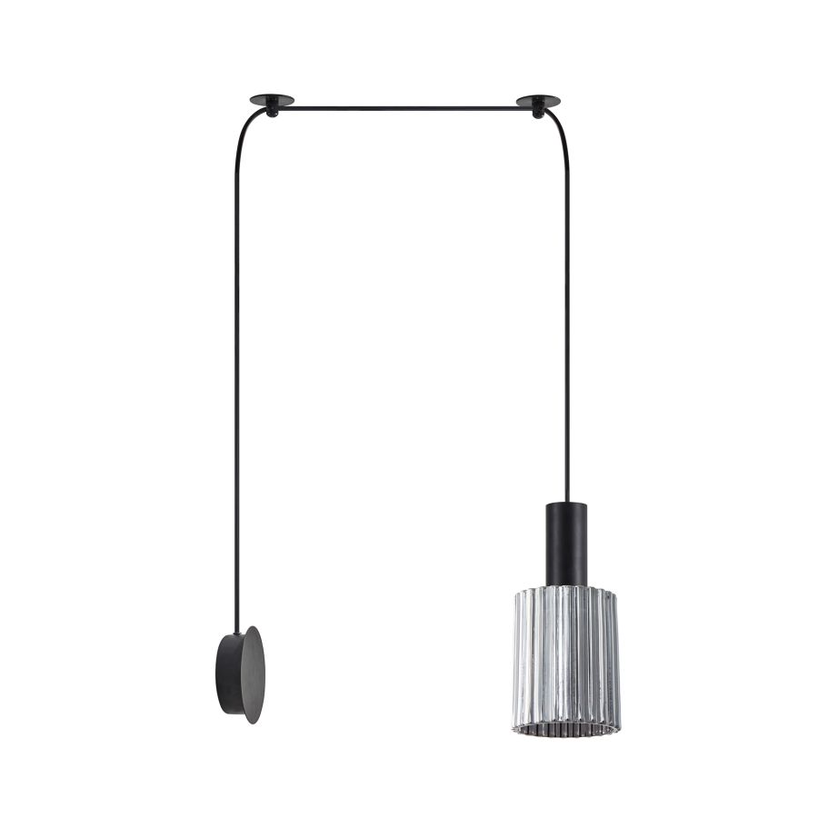 SE21-BL-4-NM1W-GL1 ADEPT TUBE Black Matt Wall Lamp Smoked Glass+ HOMELIGHTING 77-8818