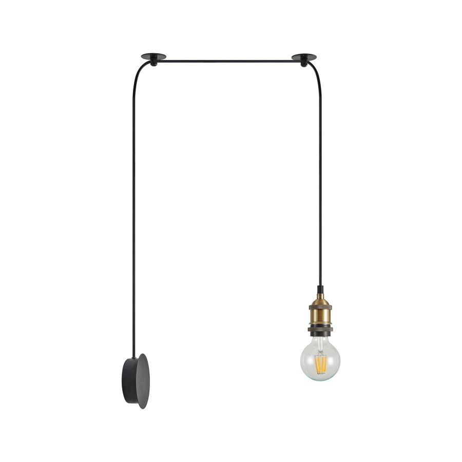 SE21-BR-10-BL1W MAGNUM Bronze Metal Wall Lamp with Black Fabric Cable+ HOMELIGHTING 77-8883