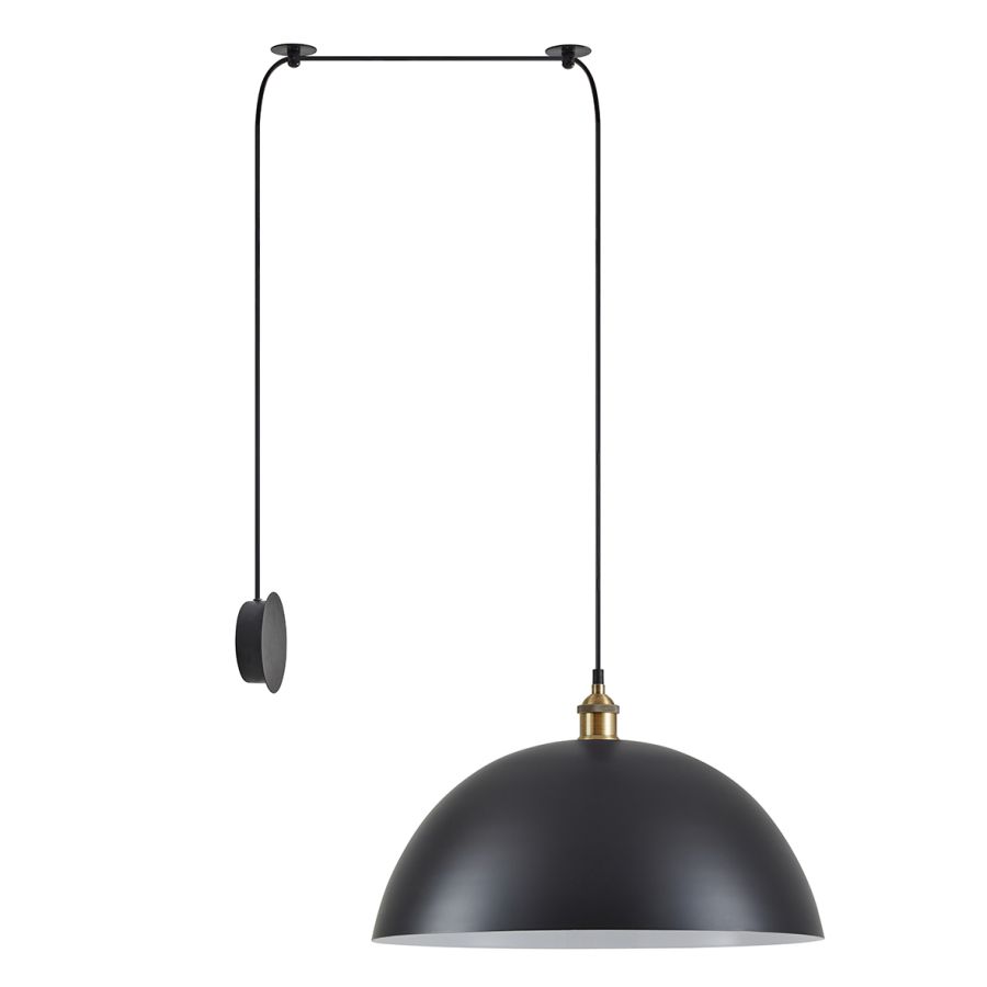 SE21-BR-10-BL1W-MS50 MAGNUM Bronze Metal Wall Lamp with Black Fabric Cable and Metal Shade+ HOMELIGHTING 77-8885