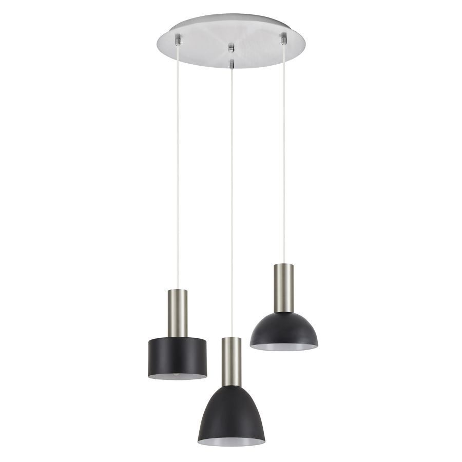 SE21-NM-4-3BL-MS123 ADEPT FLEX Nickel Matt Pendant Black Metal Shade+ HOMELIGHTING 77-8925
