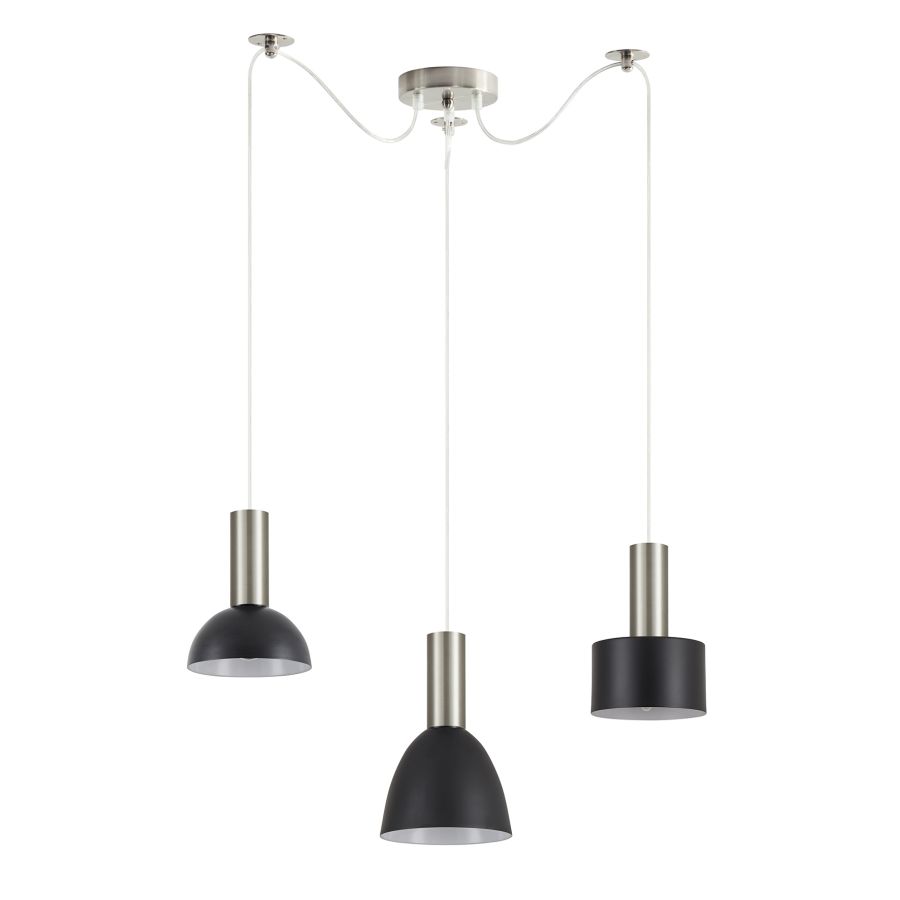 SE21-NM-4-BL3-MS12 ADEPT FLEX Nickel Matt Pendant Black Metal Shade+ HOMELIGHTING 77-8929