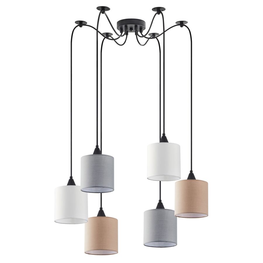 SE21-BL-B10-BL6-SH123 ADEPT FLEX White, Grey, Brown Fabric Shade Pendant+ HOMELIGHTING 77-8963