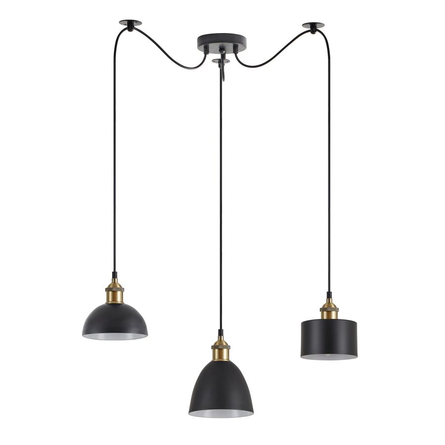 SE21-BR-10-BL3-MS12 MAGNUM FLEX Bronze Metal Pendant Black Metal Shade+ HOMELIGHTING 77-8974