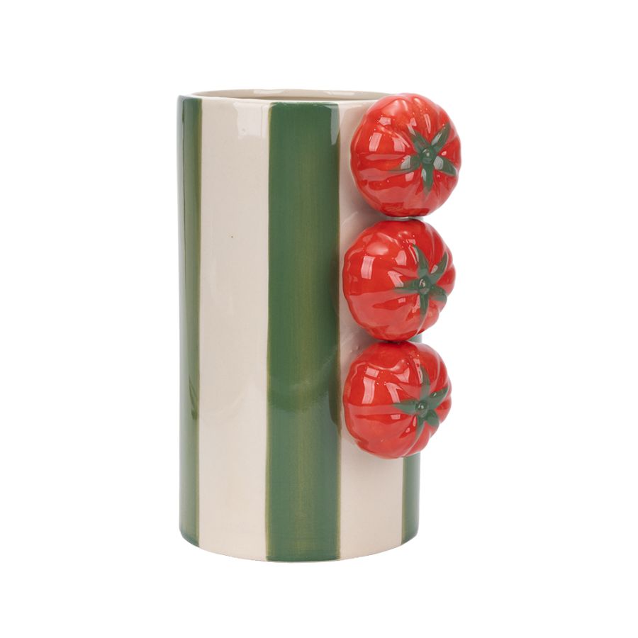 ΒΑΖΟ ΝΤΟΜΑΤΕΣ ΚΕΡΑΜΙΚΟ ΛΕΥΚΟ - ΠΡΑΣΙΝΟ - ΚΟΚΚΙΝΟ 17.5x13x23.5cm Eurolamp 819-01953