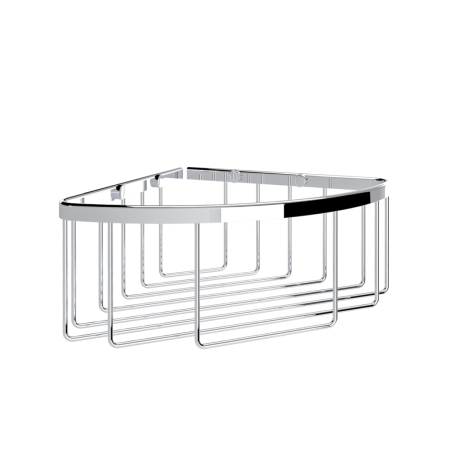  Σπογγοθήκη Μπουκαλοθήκη Γωνιακή Βαθειά R10 Επίτοιχη W290xD210xH100 mm Ορείχαλκος Χρωμέ Verdi Baskets 9023222