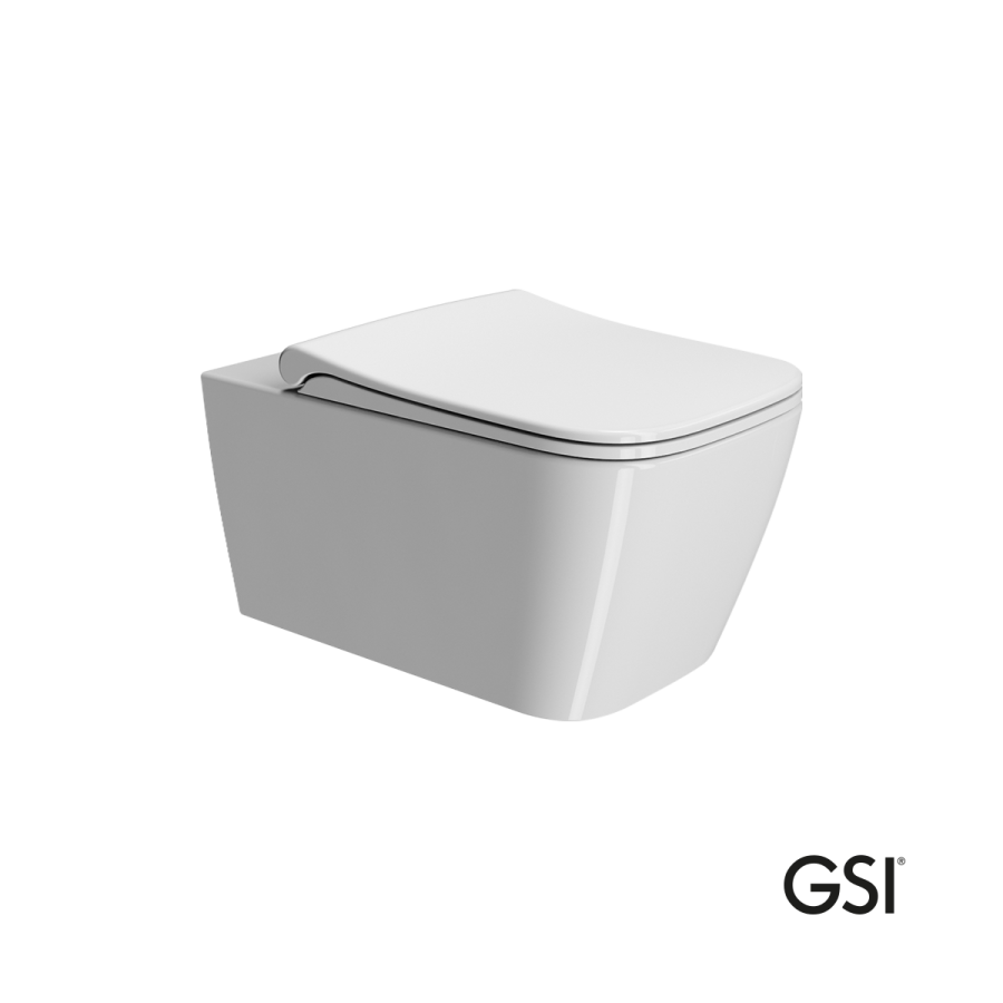 Λεκάνη Κρεμαστή Nubes/55 Swirlflush με κάλυμμα Slim Soft Close MS96C, GSI White 961500C-300