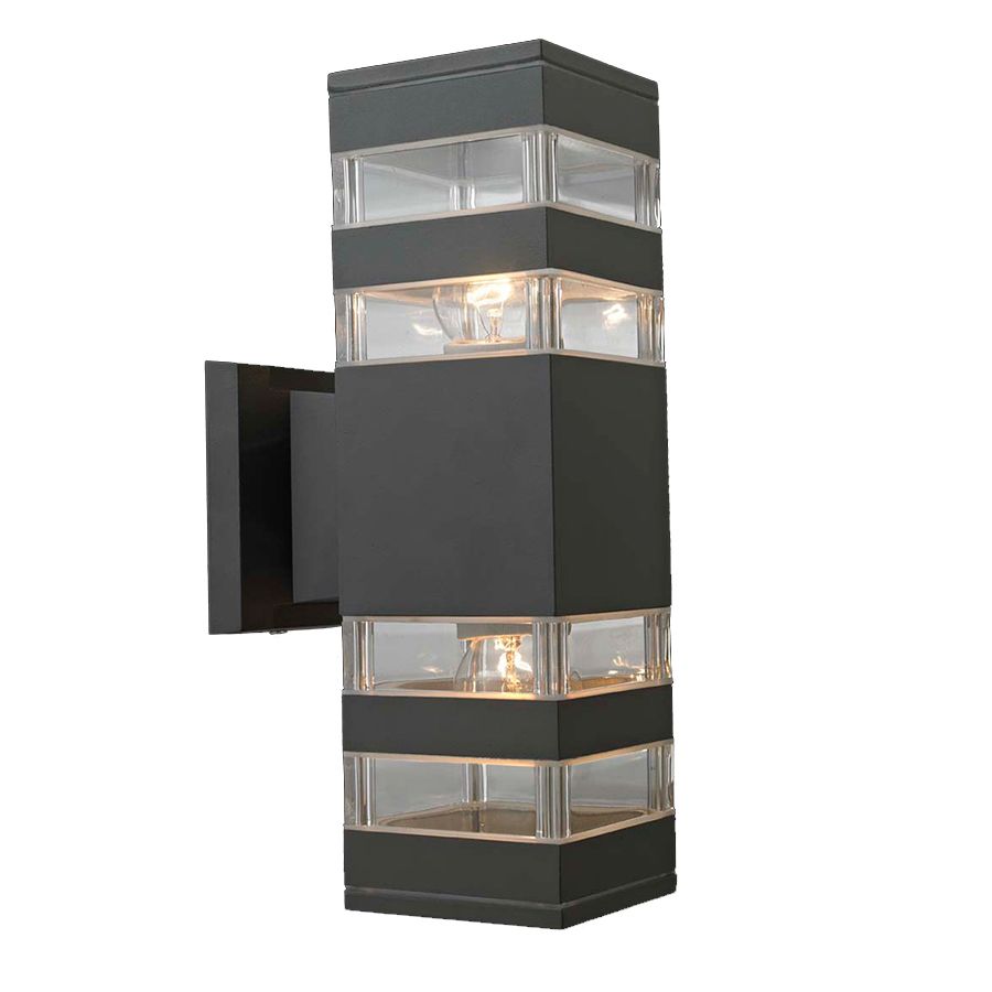 Απλίκα Εξ.Χώρου IP44 Υ30xM9xΠ15,5cm 2xE27 Χυτό Αλουμίνιο Γραφίτης -PVC Sun Light A0296 