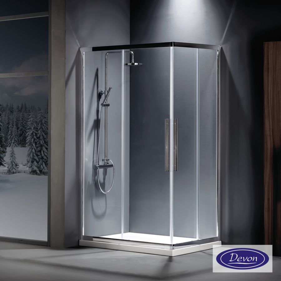 Καμπίνα ντουζιέρας Γωνιακής Εισόδου Corner Entry 120x70 (117-119 x 67-69 εκ.), Devon Flow Clean Glass Chrome CF12070C-100