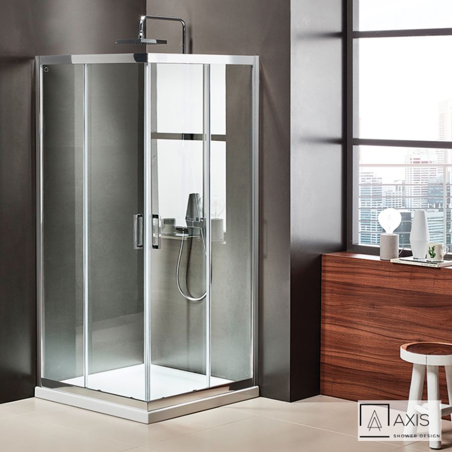 Καμπίνα ντουζιέρας Γωνιακής Εισόδου Corner Entry 80x80 (77-79 εκ.), Axis Clean Glass Chrome CX80C-100