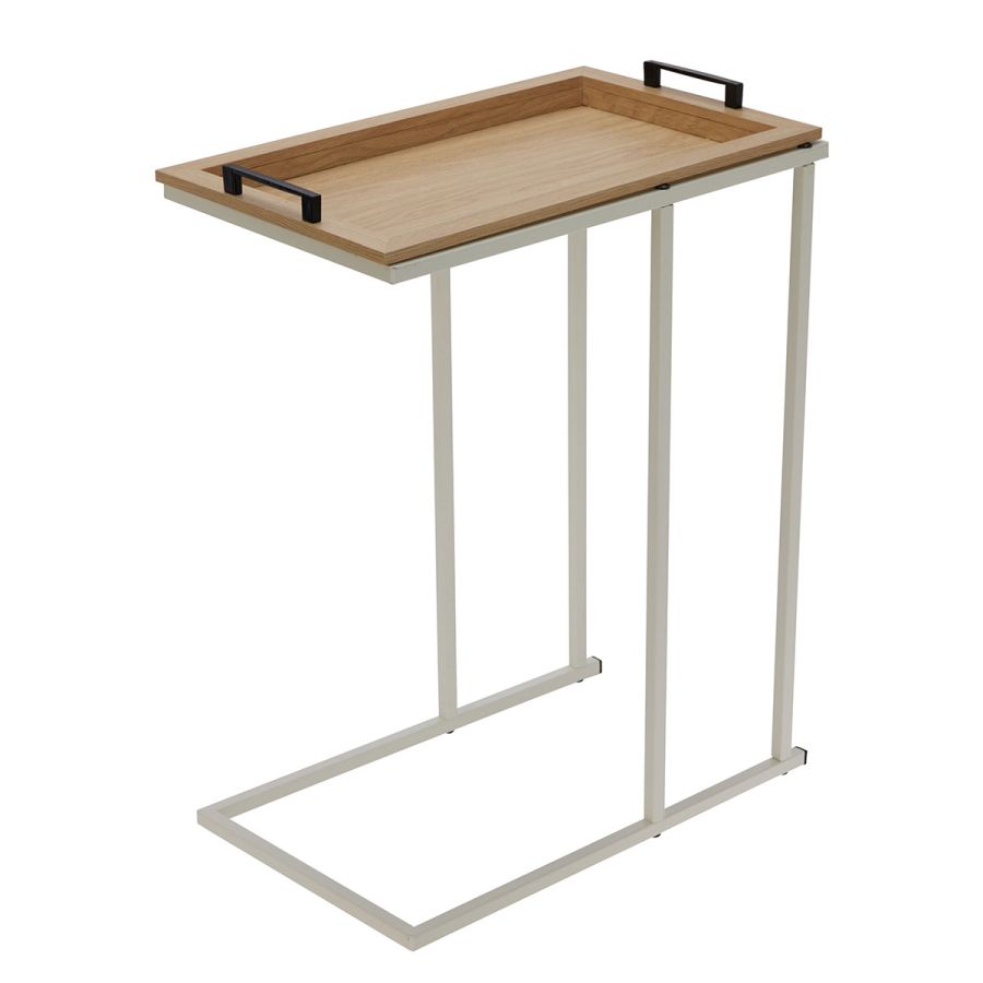 Side Table με Μεταλλικό Σκελετό Off-White και Αφαιρούμενη Επιφάνεια από MDF 45x28x59cm MRShome  DF-0051000