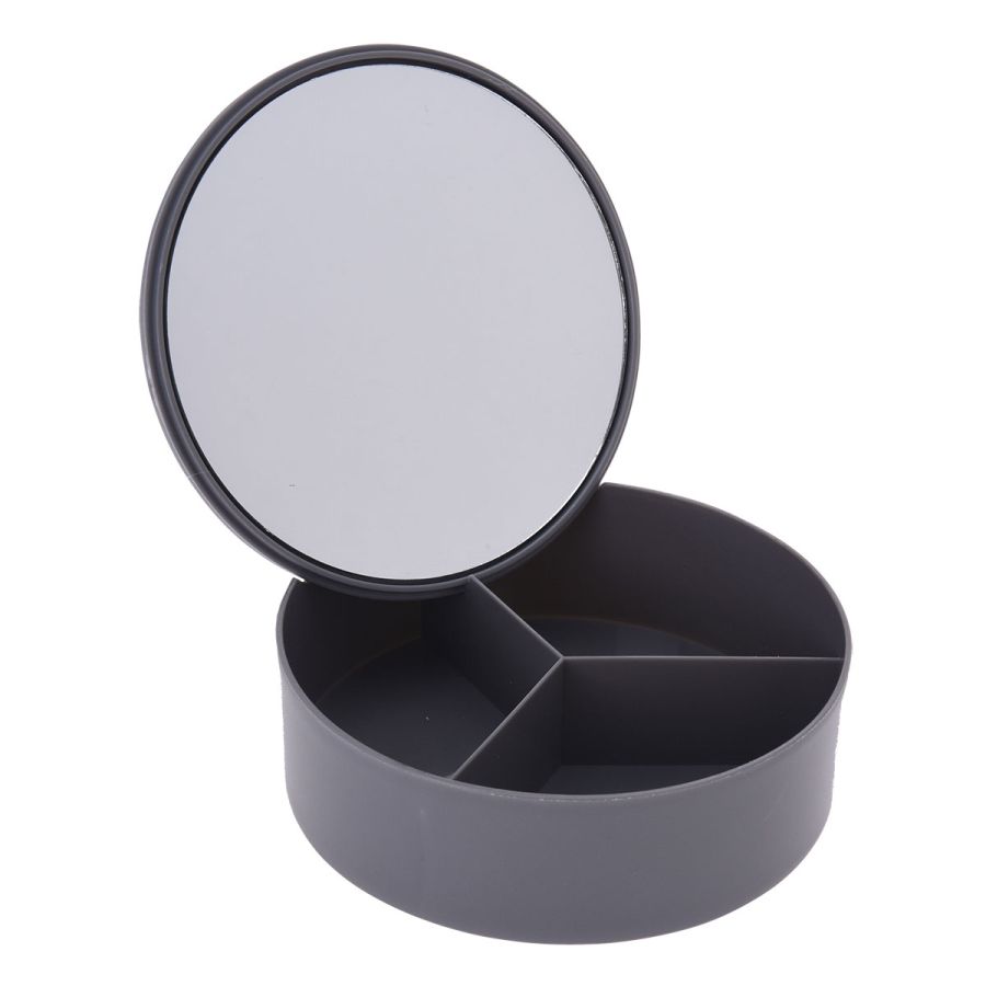 Κουτί Αποθήκευσης PP με Καθρέπτη Φ15x5.5cm Cool Grey-10C MRShome  DF-0060002