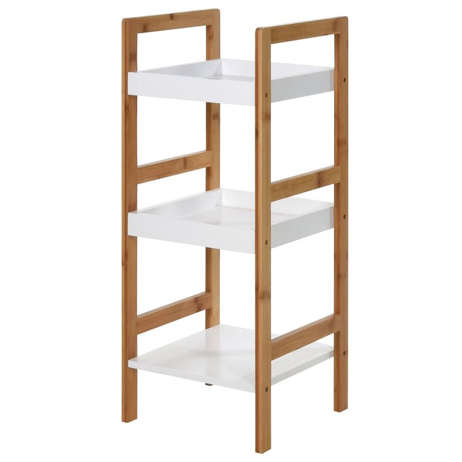 Ραφιέρα Μπάνιου από Bamboo & MDF με 3 Ράφια Natural/White MRShome  DF-0090000