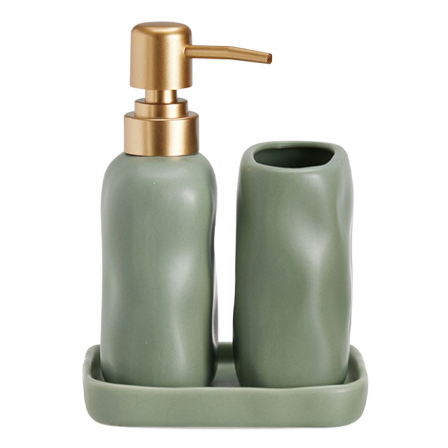 Σετ Μπάνιου Stoneware 3 Τεμαχίων Green 5635U MRShome  DF-0093003