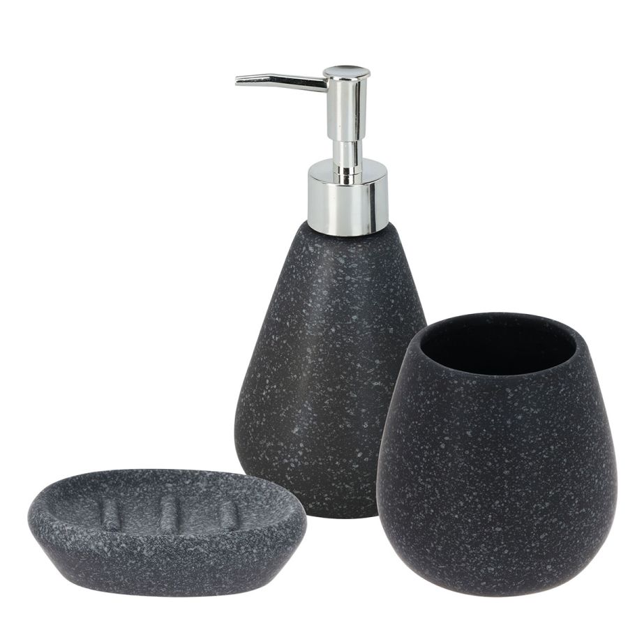 Σετ Μπάνιου 3 Τεμαχίων από Δολομίτη Anthracite MRShome  DF-0099002