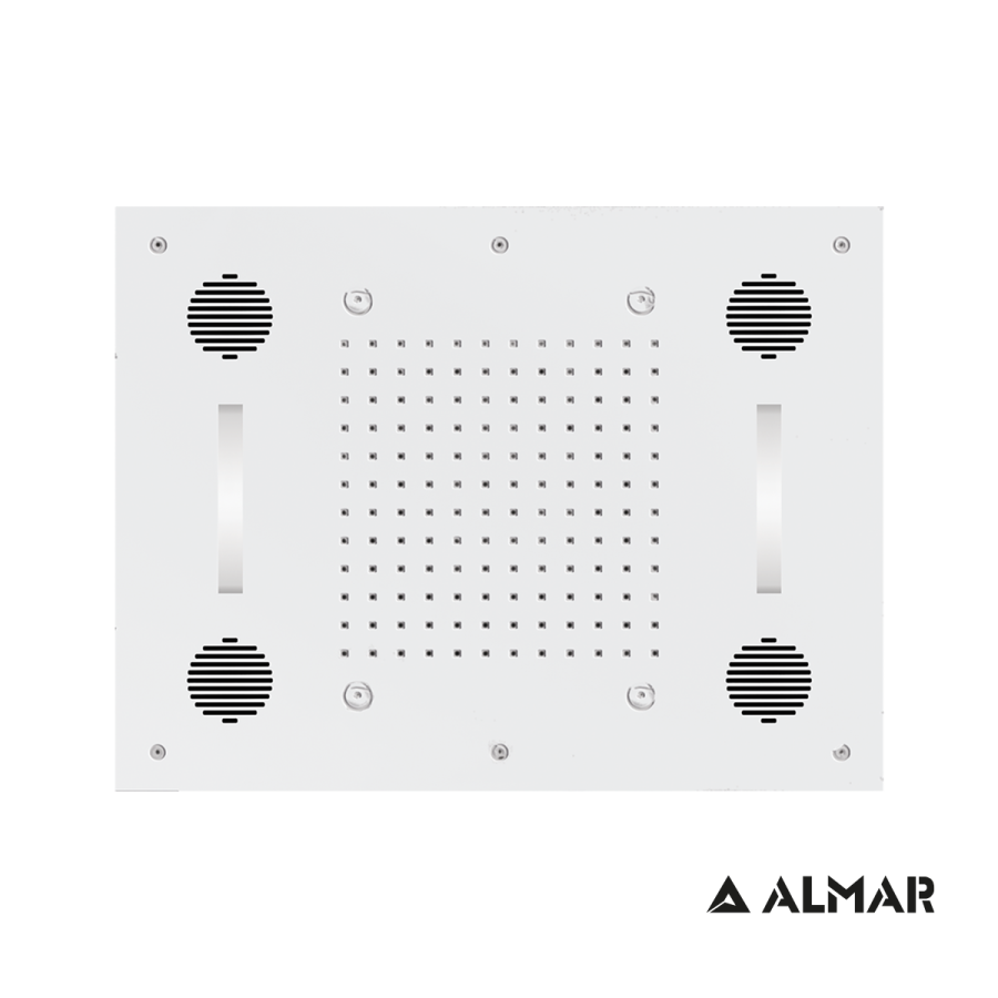 Κεφαλή Ντουζ Εντοιχισμού Οροφής Temptation 63x48 με Σύνδεση Bluetooth και Χρωματοθεραπεία, Almar Inox Chrome E044211-100